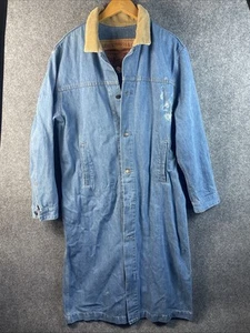 Vintage 1980s Size Medium Women's Levi’s Denim Corduroy Duster Coat Blue Y2K - Picture 1 of 7