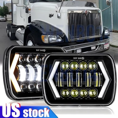 2PC 7x6" LED Headlight HI/LO DRL For International Harvester 4700 4900 8100 9900 - Image 1 of 4