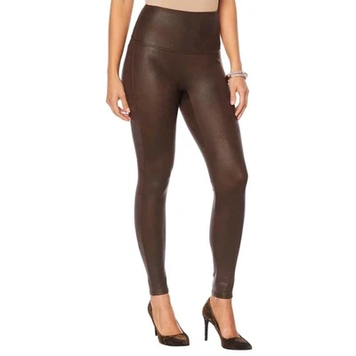 Diane Gilman Dg2 Slim Sleek Coated Chocolate Brown Coated Leggings New XS - Image 1 of 4