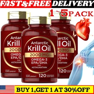 Aceite de Krill Antártico 2000 mg 120 Cápsulas Blandas | Omega-3 EPA, DHA, con Astaxantina - Imagen 1 de 8