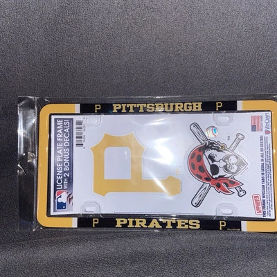 Pittsburgh Pirates Official Plastic License Plate Frame With 2 Bonus Decals New - Image 1 of 4