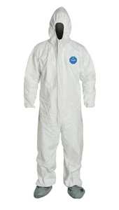 NEW Dupont TY122S Disposable White Tyvek Coverall Suit With Hood And Boots XL - Picture 1 of 2
