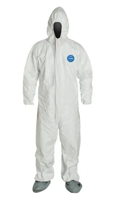 NUEVO Dupont TY122S Desechable Blanco Tyvek Mono Traje Con Capucha Y Botas XL Foto 1 de 2