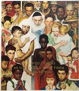 Do Unto Others Norman Rockwell Vintage 1990 doppelseitiger Buchkunstdruck - Bild 1 von 7