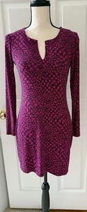 DVF Diane von Furstenberg Reina Soft Knit Dotted Snake Dress Pink & Black 2 *EUC - Picture 1 of 12