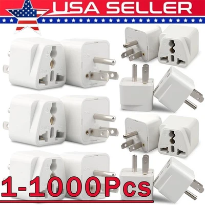 1-500 Pcs European EU To US American Adapter Plug Converter Euro Asia to USA Lot - Image 1 of 4