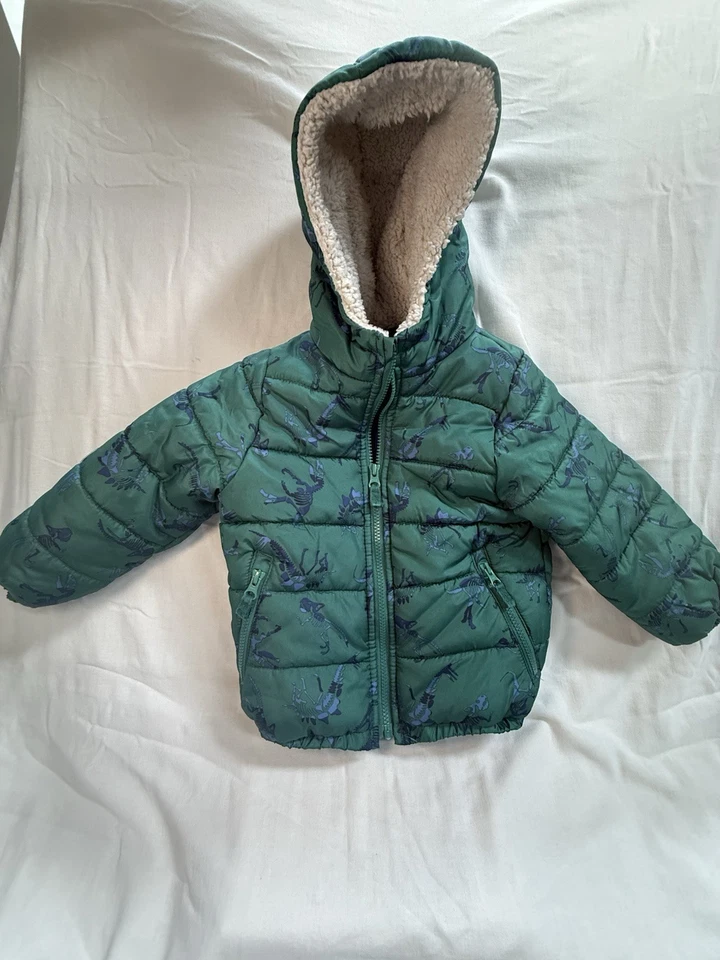 Osh Kosh B'Gosh 4T динозавр зимнее пальто флис с подкладкой зеленый/синий - Изображение 1 из 3