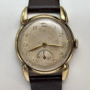 Vintage Hallmark Herren Armbanduhr 10k Gold RGP Lünette mechanisch 29mm - läuft - Bild 1 von 11