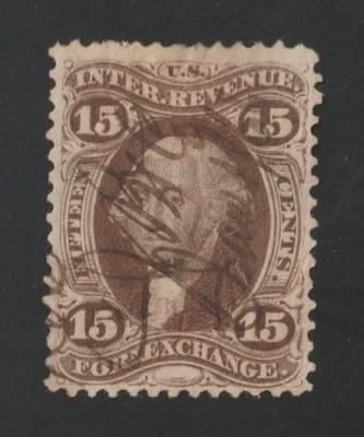Scott # R39c, Used, F-VF, 15¢ Foreign Exchange, Manuscript Cancel - Image 1 of 2