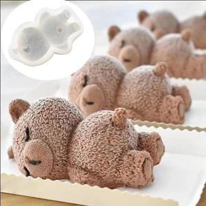 Lying Bear Fondant Mold Chocolate Molds Silicone, 3D Silicone Animal Mold for DI - Picture 1 of 12