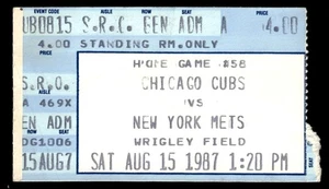 1987 Wrigley Field Ticket August 15 Cubs vs. New York Mets - Bild 1 von 2
