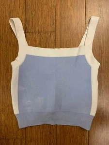 Cotton On Body Blue & White Knit Crop Top / Tank Size XS - Picture 1 of 6