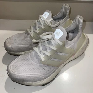 Adidas Ultraboost 21 Triple White Primeknit Running Shoes FY0379 Size 7 US - Picture 1 of 5