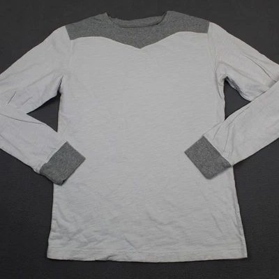 J Peterman Shirt Mens Medium White Gray Long Sleeve Contrast Cuffs Casual Soft - Image 1 of 4