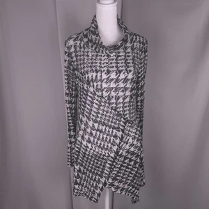 Frank Lyman Sweater Womens S 8 Black White Pullover Loose Knit Cowl Neck Tunic - Picture 1 of 16
