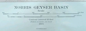 Vintage 1904 USGS Map YELLOWSTONE NATIONAL PARK WYOMING Old Antique GEYSERS - Picture 1 of 10