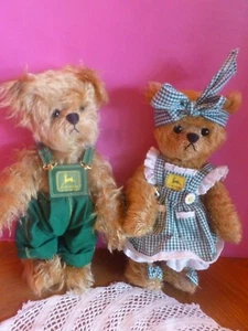Franklin come nuovo cimelio John Deere 11" mohair ragazza e ragazzo orsetti snodati, ritirato - Foto 1 di 9