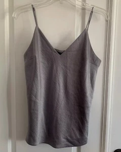 Express Woman's Sz M Gray Spaghetti Strap Dressy Lined Loose Tank Top Textured - Picture 1 of 10