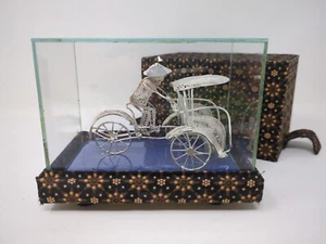 Statuina vintage cinese asiatico risciò uomo filigrana con custodia - non marcata argento - Foto 1 di 10