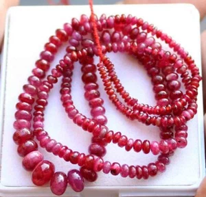 Rubin 2-6,5 mm Glatt Rund Rondell Edelstein Perlen 52,50 Ctw - Bild 1 von 3