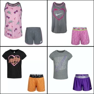 New Nike Little Girl Dri-FIT Shirt & Shorts Set Choose Size & Color MSRP $36 - Picture 1 of 12