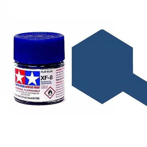 Acrílico Color TAMIYA Modelismo Acrylic Paint XF-8 81708 Flat Azul 10ML - Imagen 1 de 1