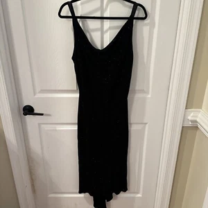Betsy & Adam By Jaslene Women's sz L Formal Dress Black Glitter High Low 90's - Picture 1 of 9