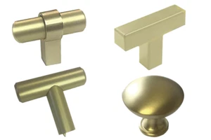 Knob Bar Pull Kitchen/Bathroom Cabinet Door Drawer Hardware Matte Gold Brass KPT - Picture 1 of 15