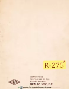 Remac 1000 F.E., Fräsbedienungsanleitung und Verdrahtungsanleitung - Bild 1 von 2