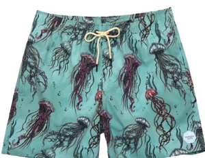 Mens XL Jellyfish Swim Trunks Board Pool Shorts Mens Teal Blue NEW - Picture 1 of 8