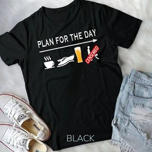 Plan For The Day Coffee Boating Beer Sex Funny Boating Shirt Unisex T-shirt - Picture 1 of 11