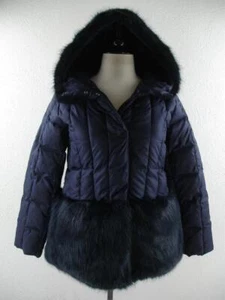 Girl's 14 CrewCuts J.Crew Navy Blue Puffer Parka Coat Faux Fur Primaloft Winter - Picture 1 of 24