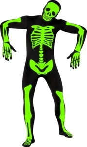 Adult Glow In the Dark Skeleton Morphsuit Mens Womens Halloween Bodysuit Costume - Picture 1 of 6