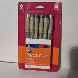 Micron .45mm Fine Line 6 Pen Set Assorted Colors--New - Picture 1 of 3