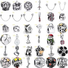 European Silver Charms Beads Pendant Safety Chain Fit 925 sterling Bracelet
