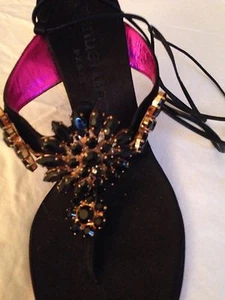 Emanuel Ungero Black Crystal Evening Ankle Shoes High (3in and Up) Size 8.5 - Picture 1 of 12