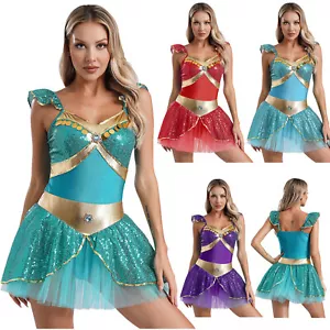 Damen Arabische Kostüm Patchwork Uniform Metallisch Kleid Strasssteinen Rock - Bild 1 von 42
