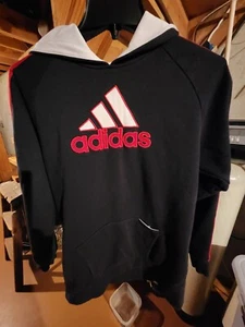 Adidas Hoodie Hooded Black Pullover Sweatshirt w/Front Pocket Boys XL (16) - Picture 1 of 4