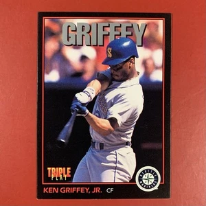 1993 Leaf Triple Play Ken Griffey Jr card #1 HOF Seattle Mariners - corner wear - Picture 1 of 2