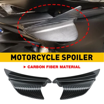 2pcs Motorcycle Side Winglets Air Deflector Wing Kit Carbon Fiber DIY Protector - Imagem 1 de 4