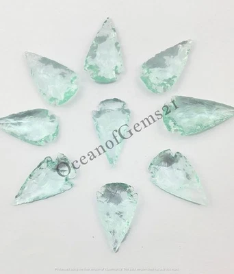 Manmade Aquamarine Glass Arrowhead Crystal, 4 Pieces, Loose Gemstone Cabochon - Image 1 of 4