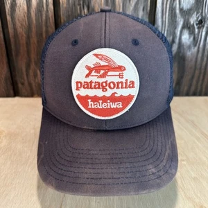 Cappello camionista Patagonia Haleiwa berretto snapback blu navy toppa usato indossato invecchiato - Foto 1 di 13