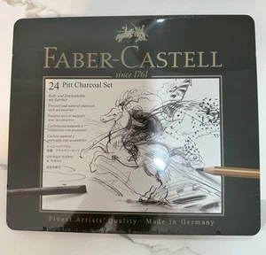 GENUINE Faber-Castell Quality Pitt Charcoal Set – Tin of 24 New Sealed Free Post - Picture 1 of 2