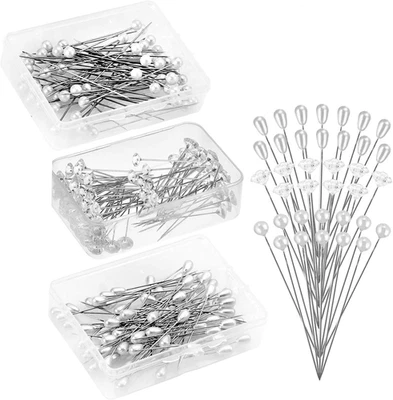 300 Piezas (3 Estilos) Alfileres de Diamante Cabeza de Perla Ramilletes Floral Recto Pi... Foto 1 de 4