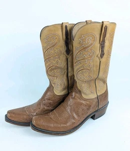 Lucchese Men's "Nathan" Handmade Exotic Smooth Ostrich Leather 12 D 1160 USA - Picture 1 of 10
