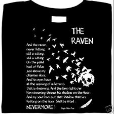 The Raven by Edgar Allan Poe, Raven T Shirt, graphic, 100% Cotton, Short Sleeve 