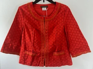 Chadwick Solid Red Eyelet Blouse/Jacket Casual, Cotton 3/4 Sleeve Size 8. - Picture 1 of 11