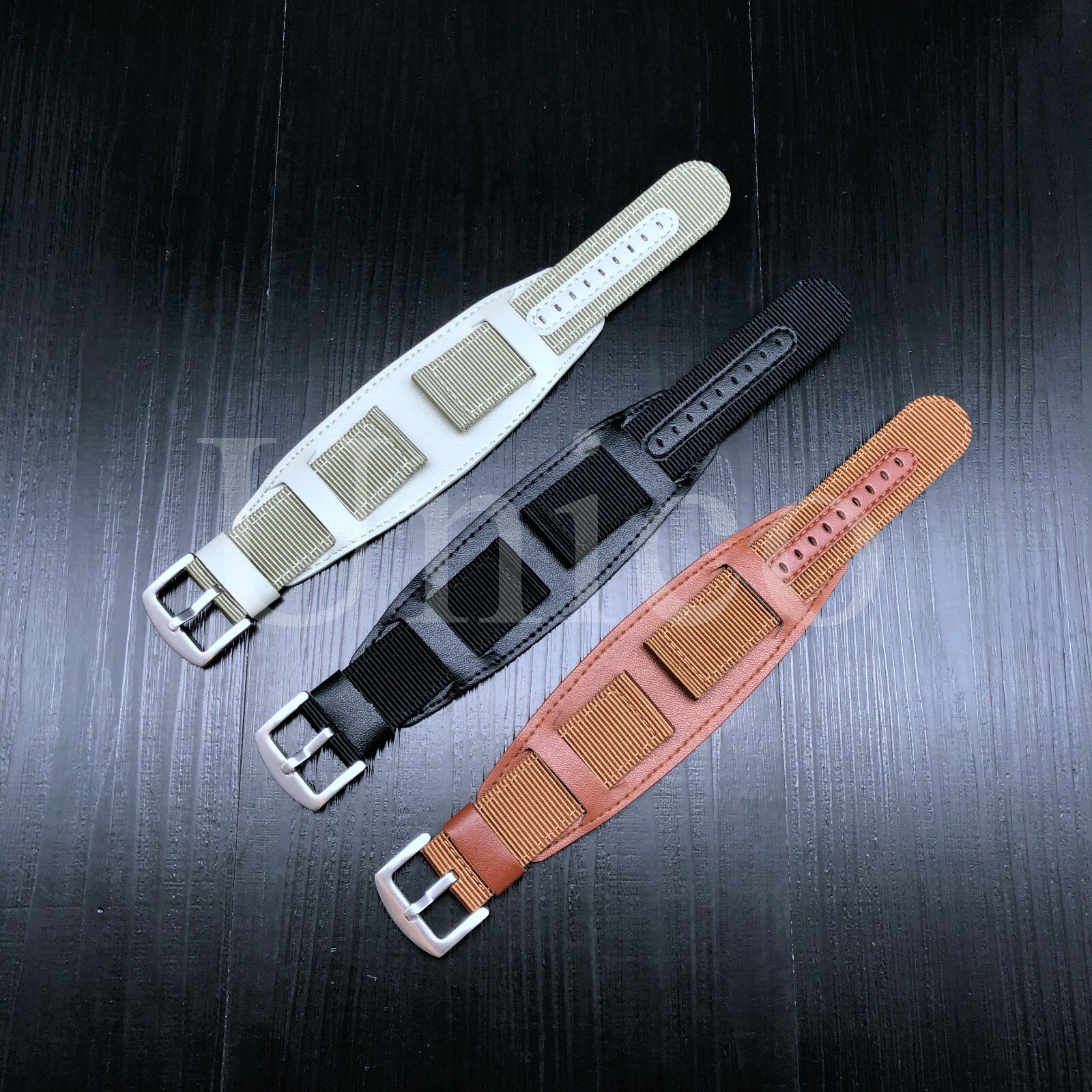 PREMIUM MILITARY LEATHER STRAP & COVER 20mm black brown watch straps