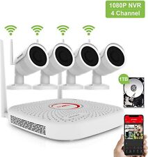 Home Wireless Security Camera System Outdoor 1080P 4 or 8 Ch Wifi Nvr Wd 1Tb Hdd