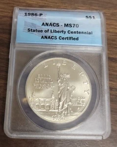 1986 P Statue of Liberty Centennial Comm. Unc. Silver Dollar - ANACS MS70  - Picture 1 of 6